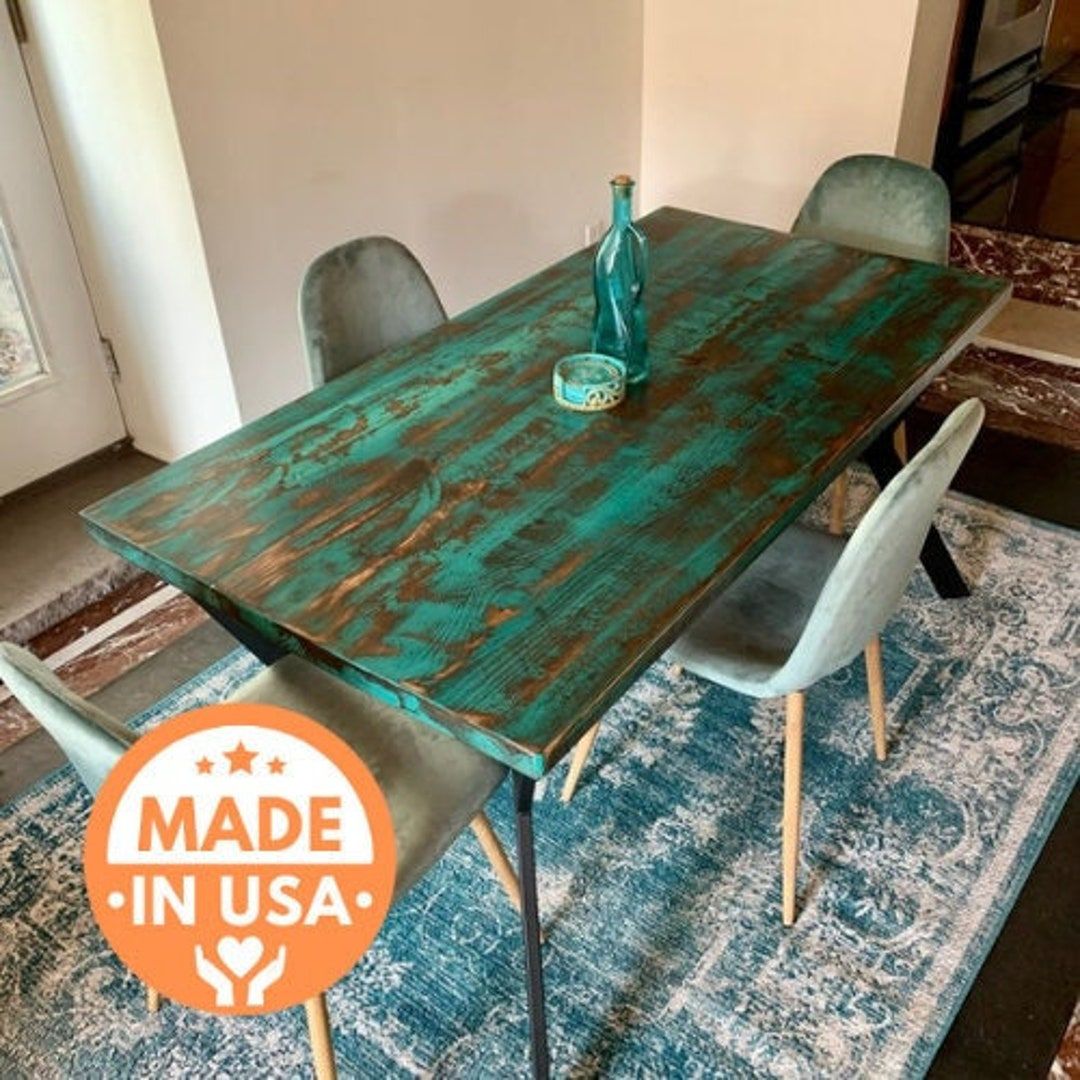 Reclaimed boat wood dining table