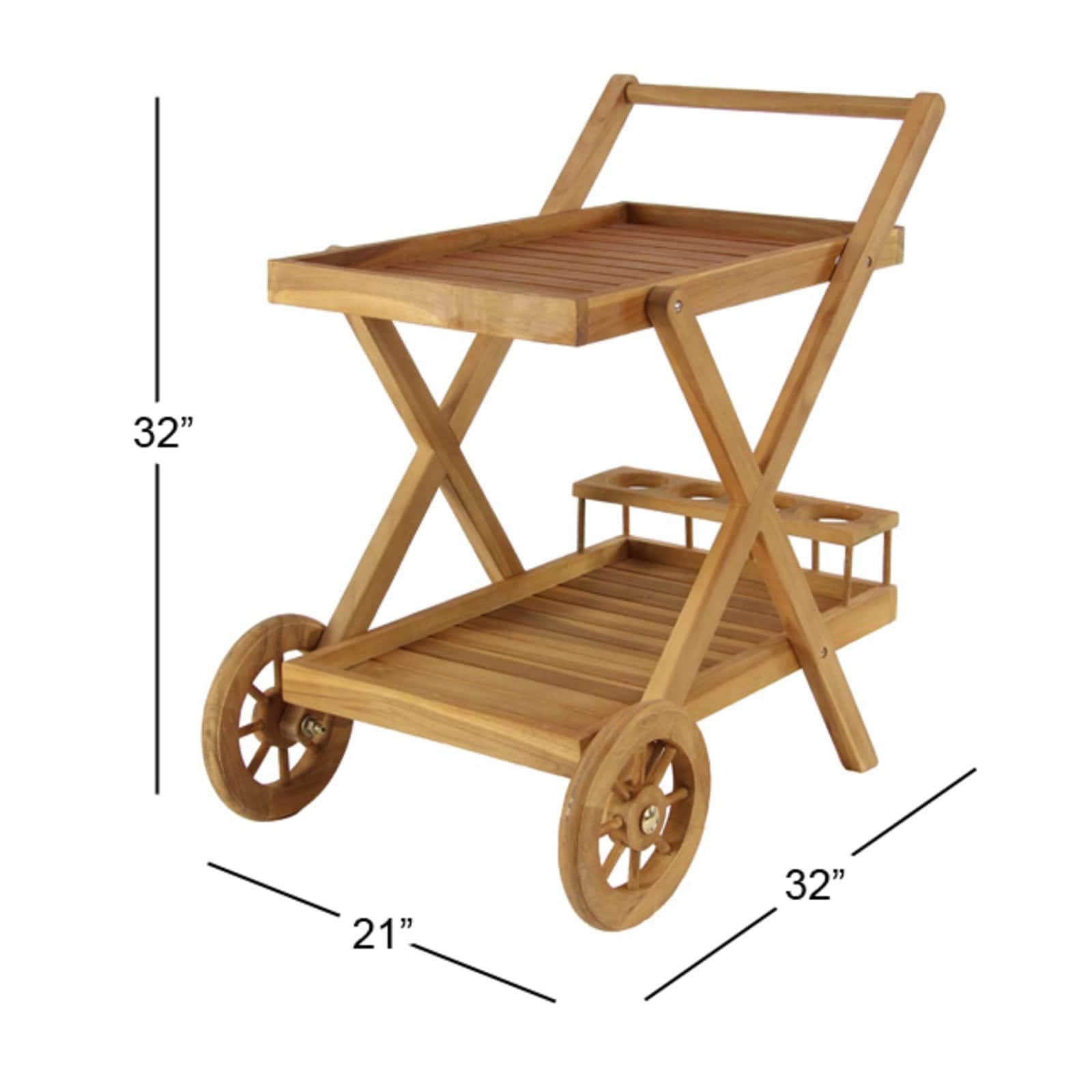Teak wood serving cart