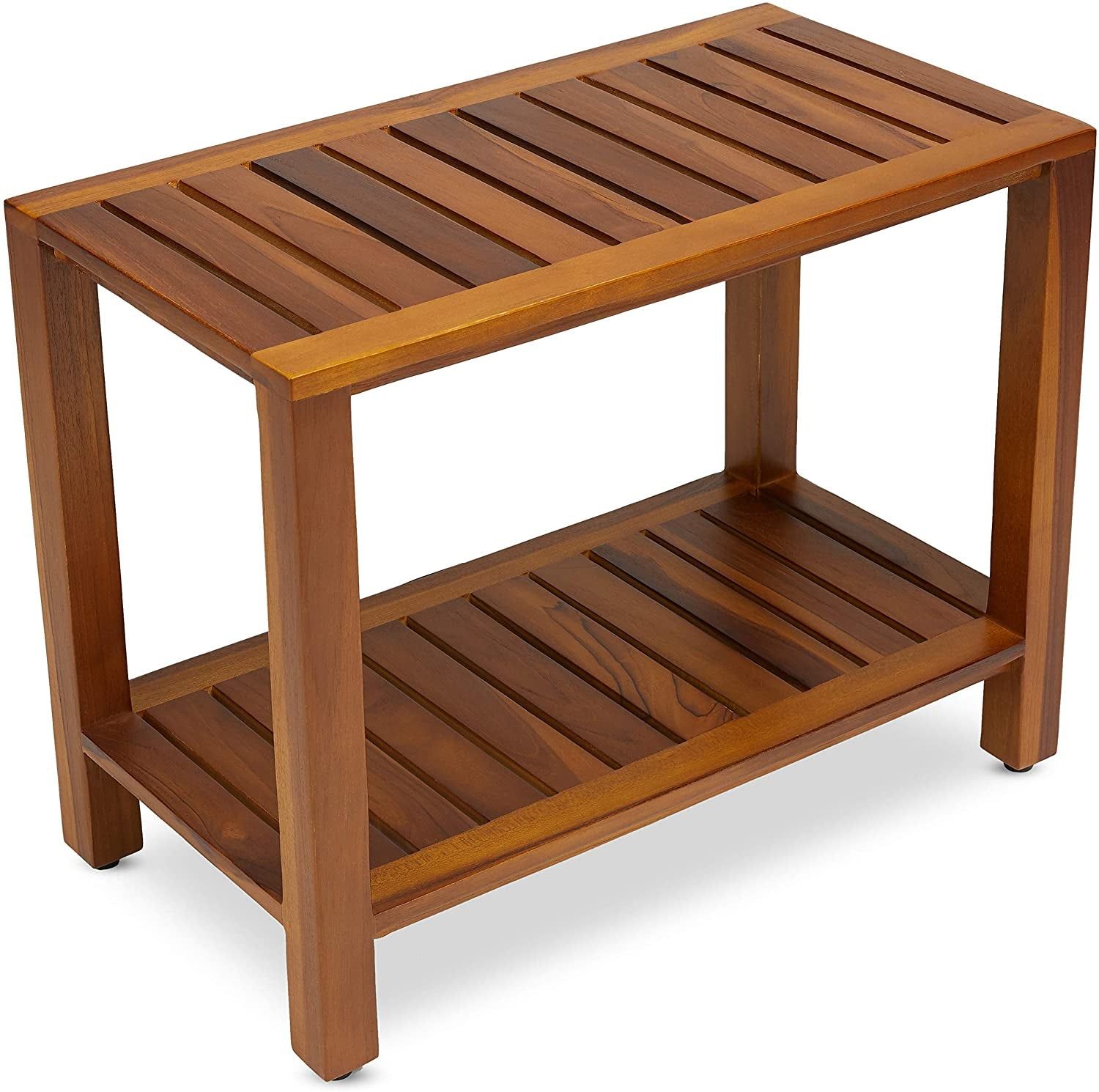 Teak wood bench with storage