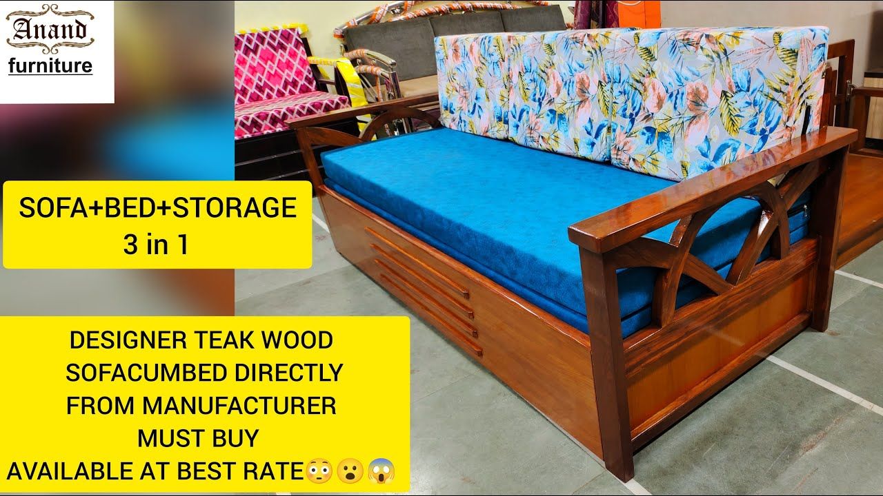 Teak bed with storage