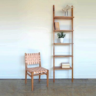 Teak wood ladder shelf